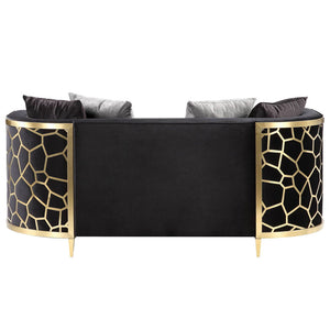 Fergal - Loveseat - Black Velvet & Gold Finish