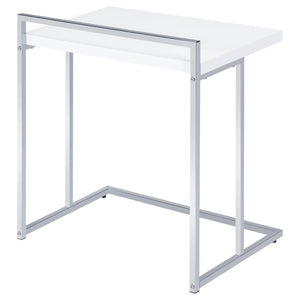 Dani - Rectangular C-Shaped Sofa Side Table - White High Gloss