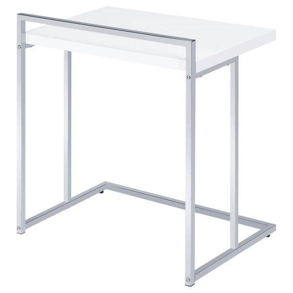 Dani - Rectangular C-Shaped Sofa Side Table - White High Gloss