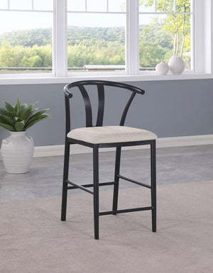  this counter height wishbone chair brings a touch of modern elegance to your dining or bar area. Its sleek metal frame offers exceptional sturdiness and durability