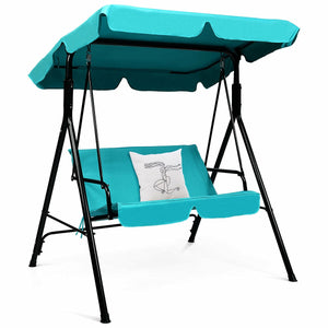 Brand New And High Quality<br>Outdoor Loveseat Swing Chair<br>Providing Two Comfortable Seats<br>With A Waterproof Top Canopy  Protecting You From Ultraviolet Ray And Drizzle<br>Black Steel Frame  Durable And Sturdy<br>With Seat And Back Cushion Add Comfo