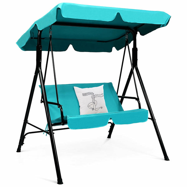 Brand New And High Quality<br>Outdoor Loveseat Swing Chair<br>Providing Two Comfortable Seats<br>With A Waterproof Top Canopy  Protecting You From Ultraviolet Ray And Drizzle<br>Black Steel Frame  Durable And Sturdy<br>With Seat And Back Cushion Add Comfo