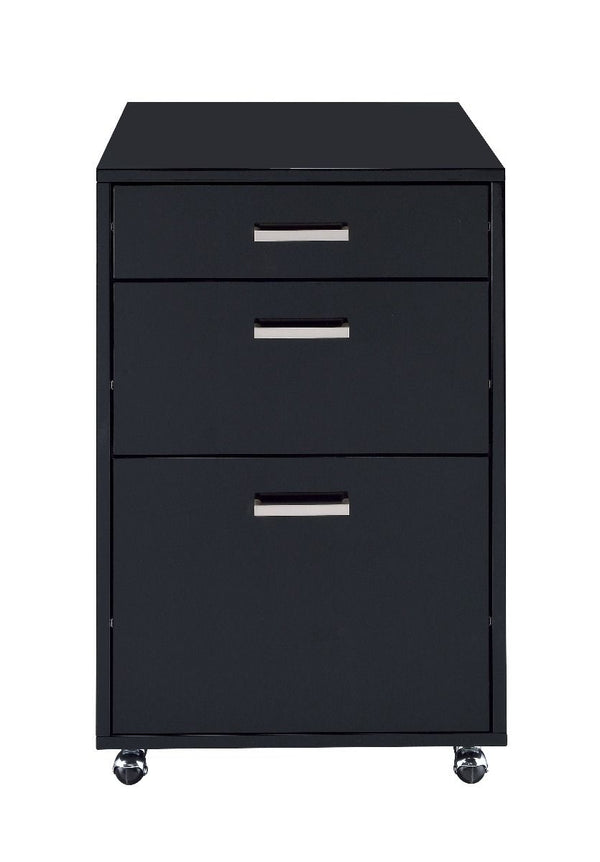 Coleen - File Cabinet - Black High Gloss & Chrome