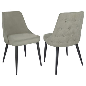 Blending mid-century inspiration with classic charm, this dining side chair is a stylish and versatile addition to any dining space. The gently curved backrest features elegant button tufting on the exterior and a smooth, cushioned interior for a refined 