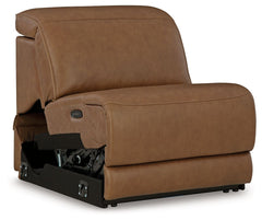 This power armless recliner is made with leather and faux leather upholstery. It pairs with other items in the series to make a modular sectional.<br><br><b>Additional Dimensions</b><br><ul><li>Seat width: 31.75-"</li><li>Seat depth: 20.75-"</li><li>Seat 