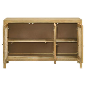Zamora - 3-Door Wood Accent Cabinet With Woven Cane - Natural