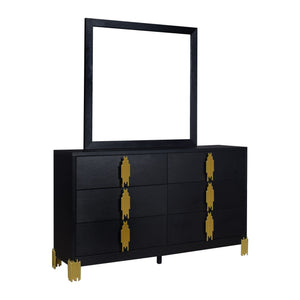 Introducing the Empire Mirror in sleek black, a stunning addition to any space. Crafted with durable eco-friendly materials and a sophisticated finish, this mirror exudes contemporary elegance. Its black framed, beveled low distortion design ensures a tru