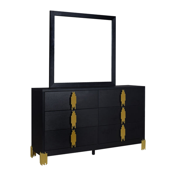 Introducing the Empire Mirror in sleek black, a stunning addition to any space. Crafted with durable eco-friendly materials and a sophisticated finish, this mirror exudes contemporary elegance. Its black framed, beveled low distortion design ensures a tru