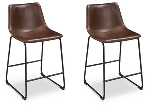 With its distinctive contoured bucket seat and tubular metal base, this upholstered bar stool serves up a fresh twist on mid-century inspired style. Practical faux leather has a charmingly vintage tone. What a timeless look for eat-in kitchens and casuall