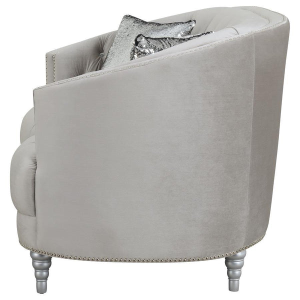 Avonlea - Upholstered Sloped Arm Sofa Velvet - Pearl Silver