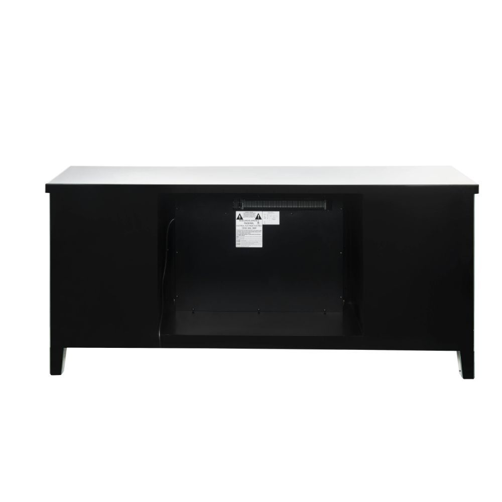 Assembled, Rectangular TV Stand with Fireplace Beveled Mirrored Finish, with Faux Diamonds Inlay (B) Orientation: Free Standing Storage: 2 Doors (Inside each door 2 Compartments, 1 Wooden Shelf) Fireplace with Touch Control Panel & Remote Controller Funct