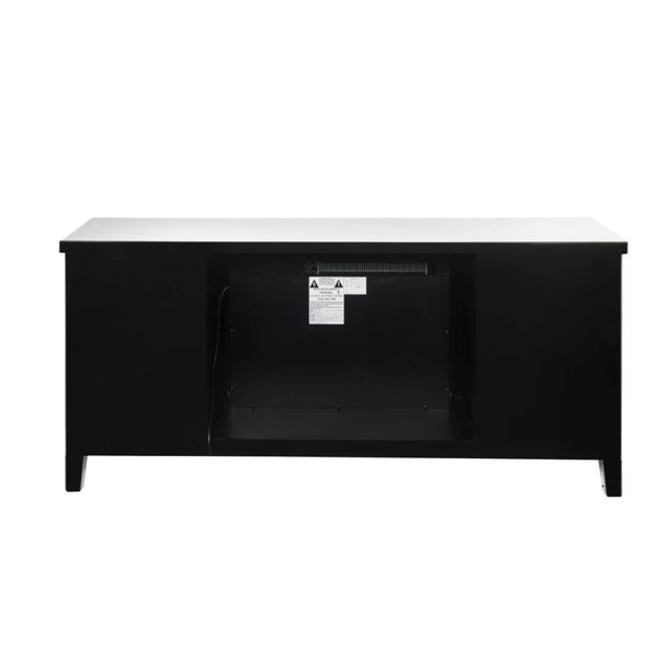  Rectangular TV Stand with Fireplace Beveled Mirrored Finish