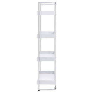 Ember - 4-Shelf Bookshelf White High - Gloss And Chrome