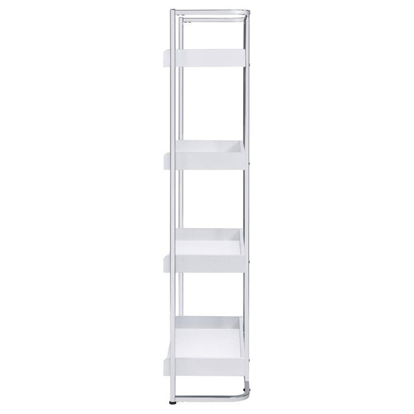 Ember - 4-Shelf Bookshelf White High - Gloss And Chrome