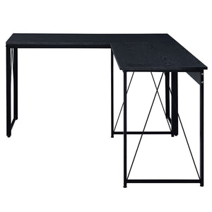  the Zaidin Desk will give your workplace a distinct look with rustic industrial style. Founded atop a black-finished metal base that is accented with reverse -"V-" shaped support