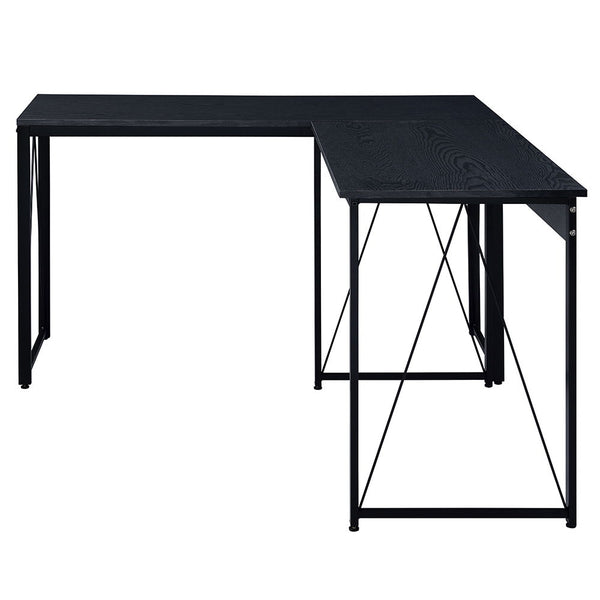  the Zaidin Desk will give your workplace a distinct look with rustic industrial style. Founded atop a black-finished metal base that is accented with reverse -"V-" shaped support