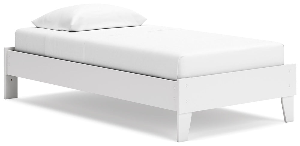 Bringing big style to small living areas, this twin platform bed is a smart, space-saving choice for those with an eye for contemporary design. Its clean-lined profile and understated refinements create a simple silhouette that works in so many settings.<