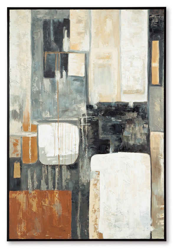 Complement your contemporary interior with this wall art. Bright and dark neutrals are layered on the canvas to form an eye-catching abstract design. The versatile color palette gives it the liberty to join your gallery wall, or the confidence to hang sol