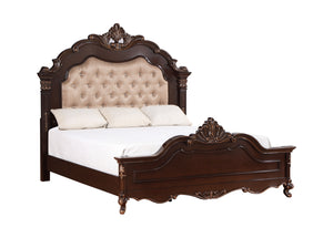 The Constantine Panel Bed by Royal Classics combines timeless elegance with exceptional craftsmanship. This stunning bed, available in a rich Cherry finish, includes a headboard, footboard, two side rails, and a bed slat kit. Crafted from a blend of Solid