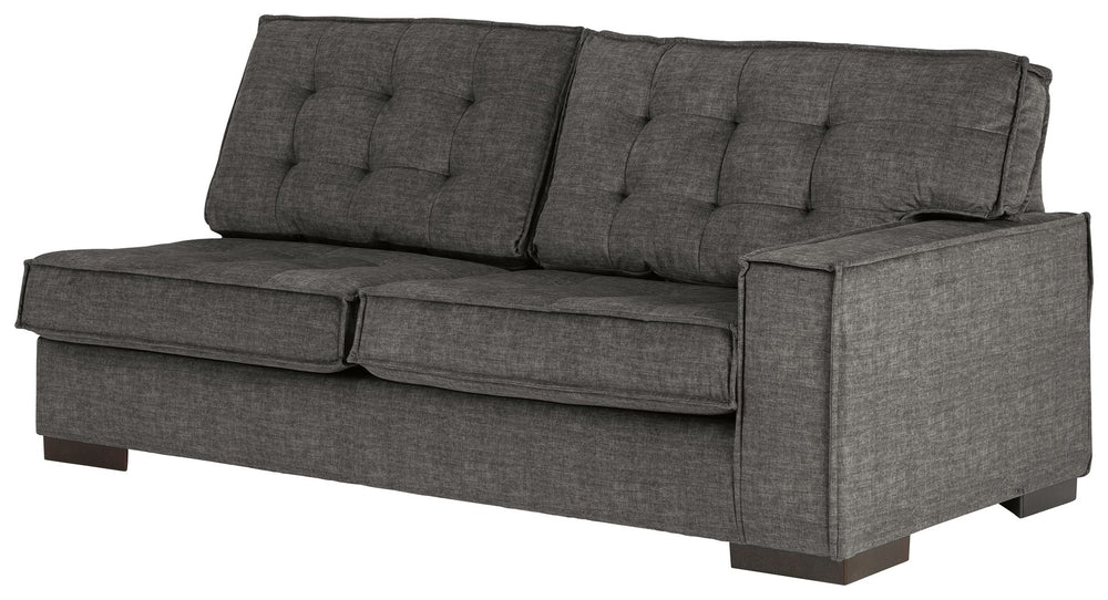 This right-arm facing sofa is made with polyester velvet upholstery. Pairs with other items in the series to make a sectional.<br><br><b>Additional Dimensions</b><br><ul><li>Arm height: 25-"</li><li>Leg height: 1-"</li><li>Minimum width of doorway for del