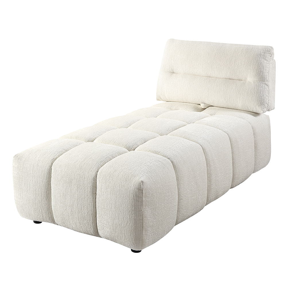 The Loanna collection modular sofa with its beige linen and coral red linen upholstery, offers versatile comfort and style. Its adaptable design allows for multiple configurations, making it perfect for any living space. The combination of neutral and vib