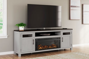  with a planked effect and clean two-tone finish that lend a relaxing vintage feel. With two cabinets (each with an adjustable shelf) and an open 