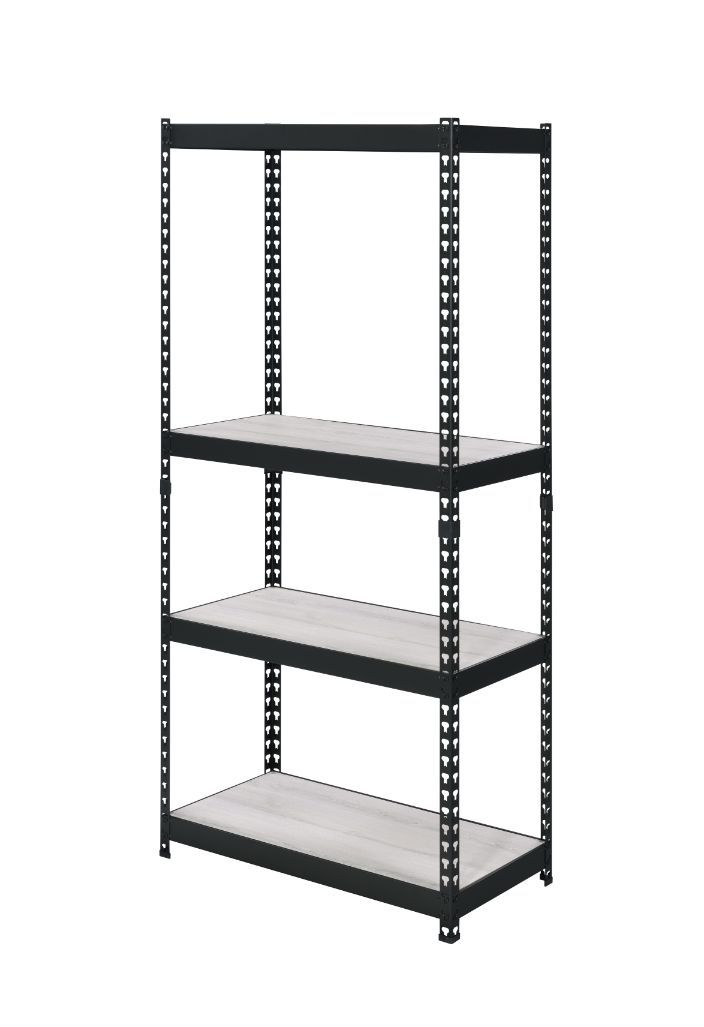 Personfiy your workplace with some bold, clear and strong accessories. The Decmus Bookshelf has a black metal frame with simple hollow out carved patterns for a modern industrial look. It is outfitted with adjustable shelves that allow more flexible use o