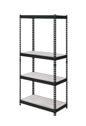 Personfiy your workplace with some bold, clear and strong accessories. The Decmus Bookshelf has a black metal frame with simple hollow out carved patterns for a modern industrial look. It is outfitted with adjustable shelves that allow more flexible use o