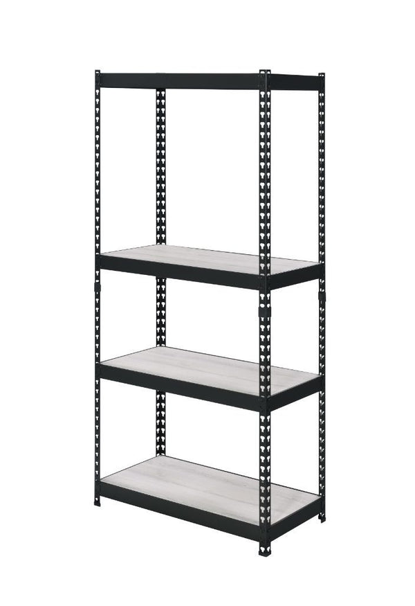 Personfiy your workplace with some bold, clear and strong accessories. The Decmus Bookshelf has a black metal frame with simple hollow out carved patterns for a modern industrial look. It is outfitted with adjustable shelves that allow more flexible use o