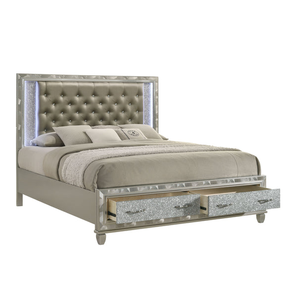 Radiance - 6/6 Eastern King Bed With Storage - Silver
