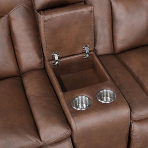Morello - Console Loveseat With Power Footrest - Brown