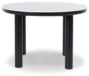 Xandrum - White / Black - 5 Pc. - Round Dining Room Table