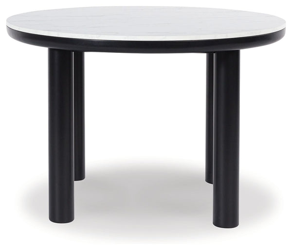Xandrum - White / Black - 5 Pc. - Round Dining Room Table