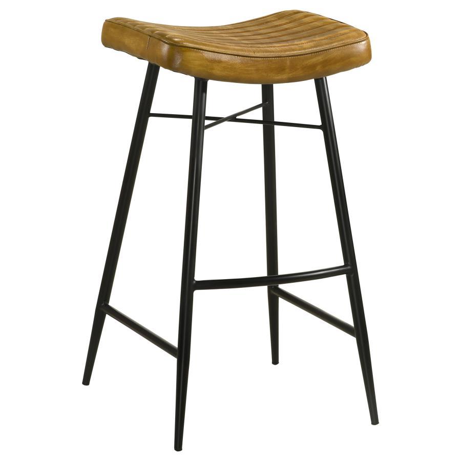 Inject a heavy dose of casual character to your kitchen or bar with the rich antiqued leather upholstery featured on a classic backless stool. Its gently curved seat cradles you in comfort, with channel tufting that adds texture and compelling style. A du