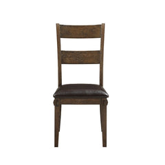 Create a beautiful interior dining space with the stylish Nabirye dining room collection. This sophisticated dining room table has matching case pieces including a backless bench and armless ladder-back chairs with tapered legs and PU upholstered seat cus