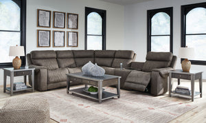  upholstered in heavyweight faux leather with quilting and jumbo stitching