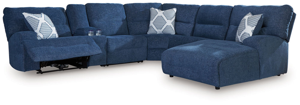 Enjoy the endless adaptability of this power reclining sectional with chaise. Whether youâ€™re hosting guests, setting up for movie night or just need a refresh, the modular design allows you to rearrange the pieces as you please. One-touch controls effor
