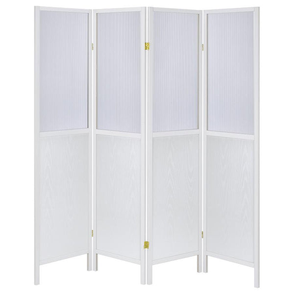 Mattison - 4-Panel Room Divider Folding Shoji Screen - White