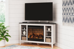 With its minimalist charm, this corner TV stand is right in tune with your relaxed approach to high style. Beautifully shaped to nestle into any corner, itâ€™s well equipped with a flexible, open-concept design and cutouts for wire management that enhance