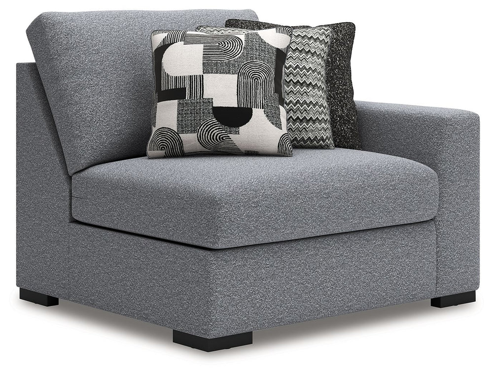 This right-arm facing corner chair is made with Next-Gen Nuvellaâ„¢ (polyester) fade-resistant, washable fabric. Fully finished on all sides, it pairs with other items in the series to make a modular sectional.<br><br><b>Additional Dimensions</b><br><ul><
