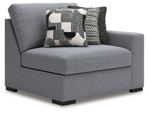 This right-arm facing corner chair is made with Next-Gen Nuvellaâ„¢ (polyester) fade-resistant, washable fabric. Fully finished on all sides, it pairs with other items in the series to make a modular sectional.<br><br><b>Additional Dimensions</b><br><ul><