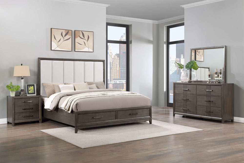 The Landon 4-Piece Wood Platform Bedroom Set seamlessly blends durability, style, and practicality, making it a standout addition to any bedroom. Constructed from solid Pine, high-quality engineered woods, and genuine Mindi wood veneers, this set is desig