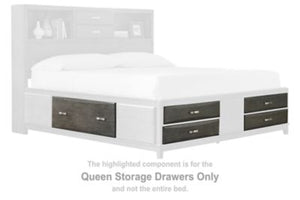 This set of queen storage drawers is made with wood, veneers and engineered wood. Pairs with other items in the series to make a bed kid kit.<br><br><b>Additional Dimensions</b><br><ul><li>Drawer interior (4): 0-"</li><li>Drawer interior (2): 0-"</li></ul