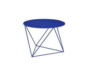Bring dimension, depth and distinctive visual appeal with this modern geometric design. The accent table boasts a cool and fun look. Round table top paired with irregular metal base adds a uniquely attractive contrast to this table. It-'s powder coating p
