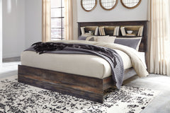 When merged in just the right way, rustic and industrial styles can make one happy marriage. Case in point: this king bookcase bed. A refined take on barn board beauty, its complex, replicated wood grain showcases hints of burnt orange and teal tones for 