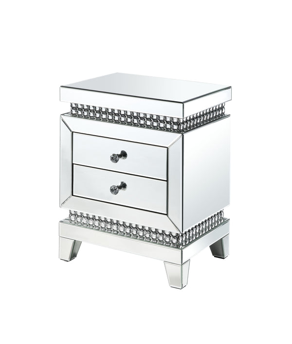 Shining in the Hollywood glamour style, the Lotus Accent Table will be an ultimate statement piece for your dreamy living room. This mirrored furniture features reflective surface for a multi-layered look, with decorative faux crystals enhancing its moder