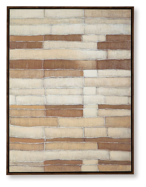 Putting a new twist on neutrals, this wall art grounds contemporary spaces with inspired style. An abstract grid design in brown, tan and white draws the eye while seamlessly pairing with existing decorative accents. Each piece is completed with hand-pain