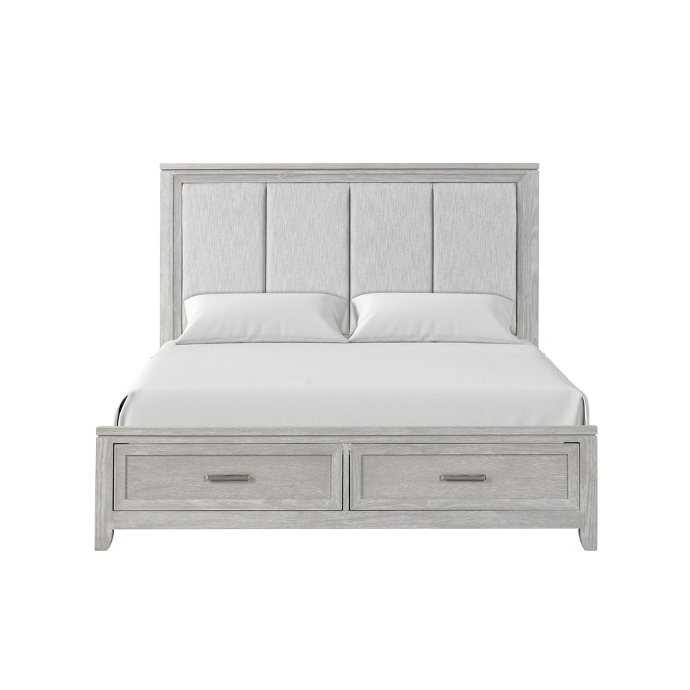 The Fiona Storage Bed is a testament to craftsmanship and design. Constructed with Acacia solids, manufactured woods, and oak veneer, this bed is a harmonious blend of strength and the natural allure of wood. The wood grain comes to life under a multi-ste