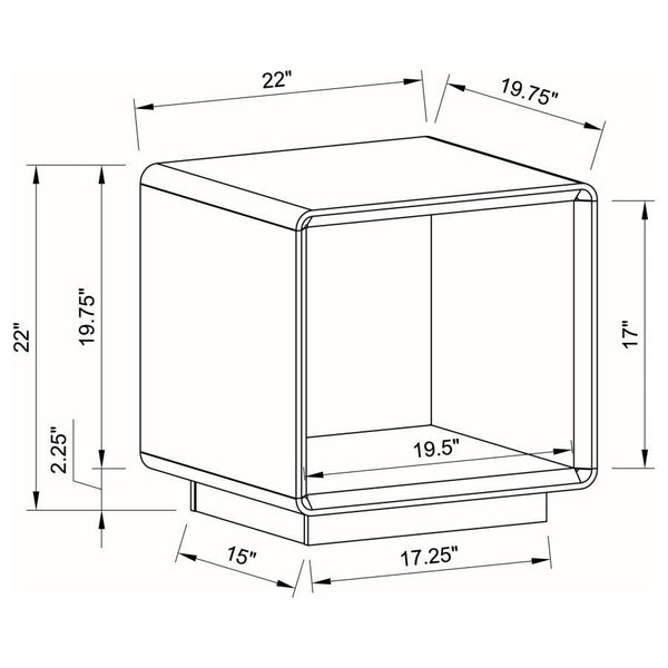 Paseo - Square End Side Table - White High Gloss