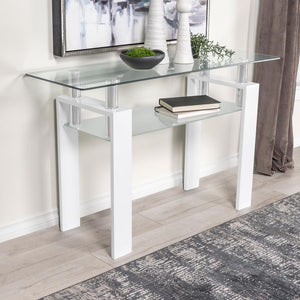  the console table boasts a modern and sleek design that fits seamlessly into contempo